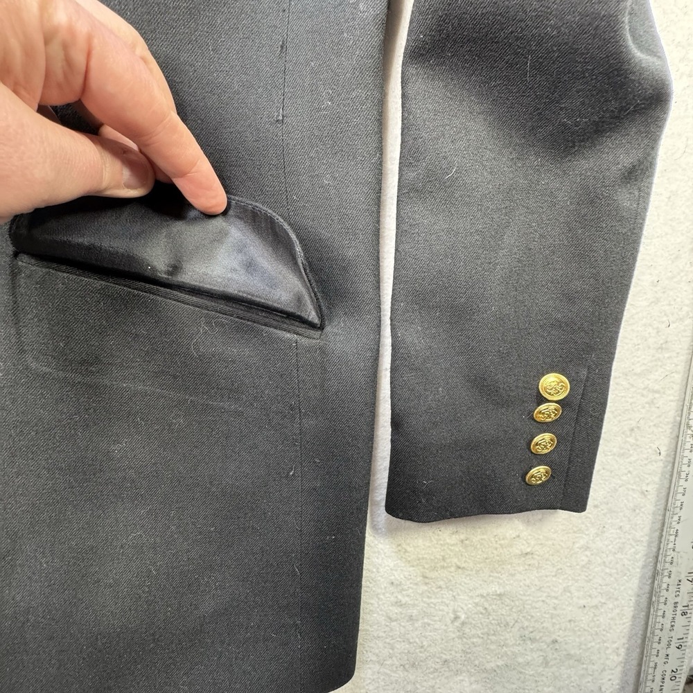 Talbots Size‎ 10 Black Blazer Single Gold Button 100% Wool Career Office Jacket - Picture 6 of 9